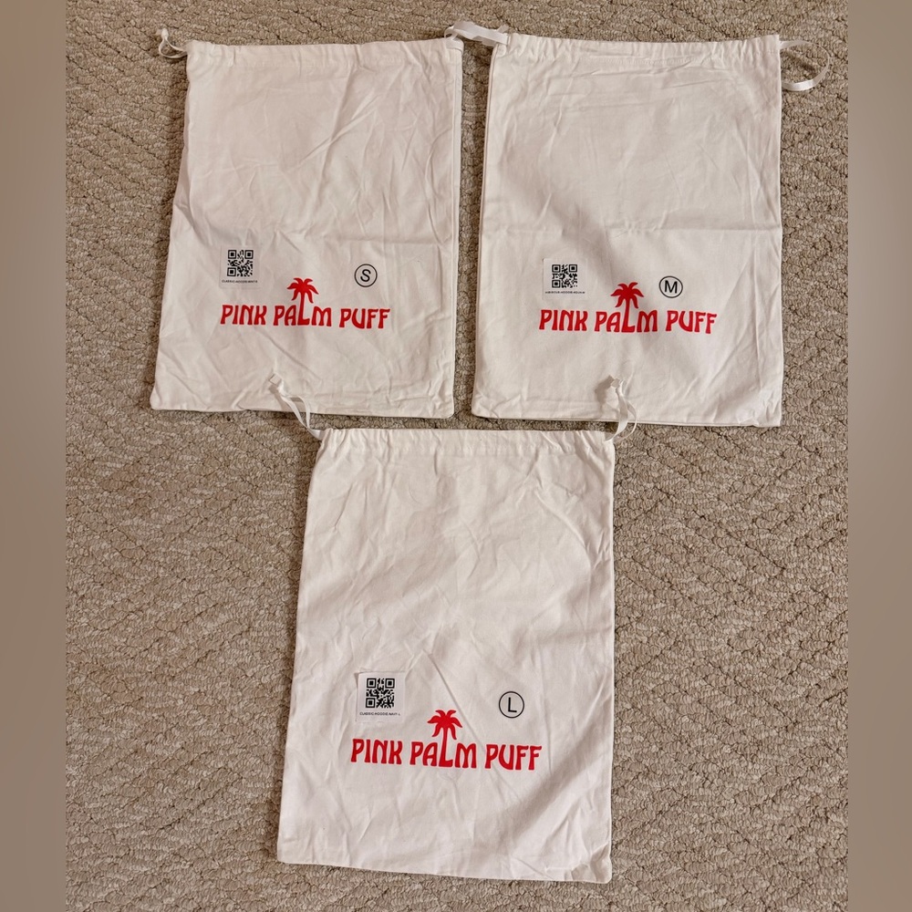 3x Pink Palm Puff Oversized Hoodie Dust Bag 18”x13” NEW